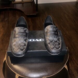 Coach Men's Black Patterned Slip-On Loafer Pre-loved men’s (13)